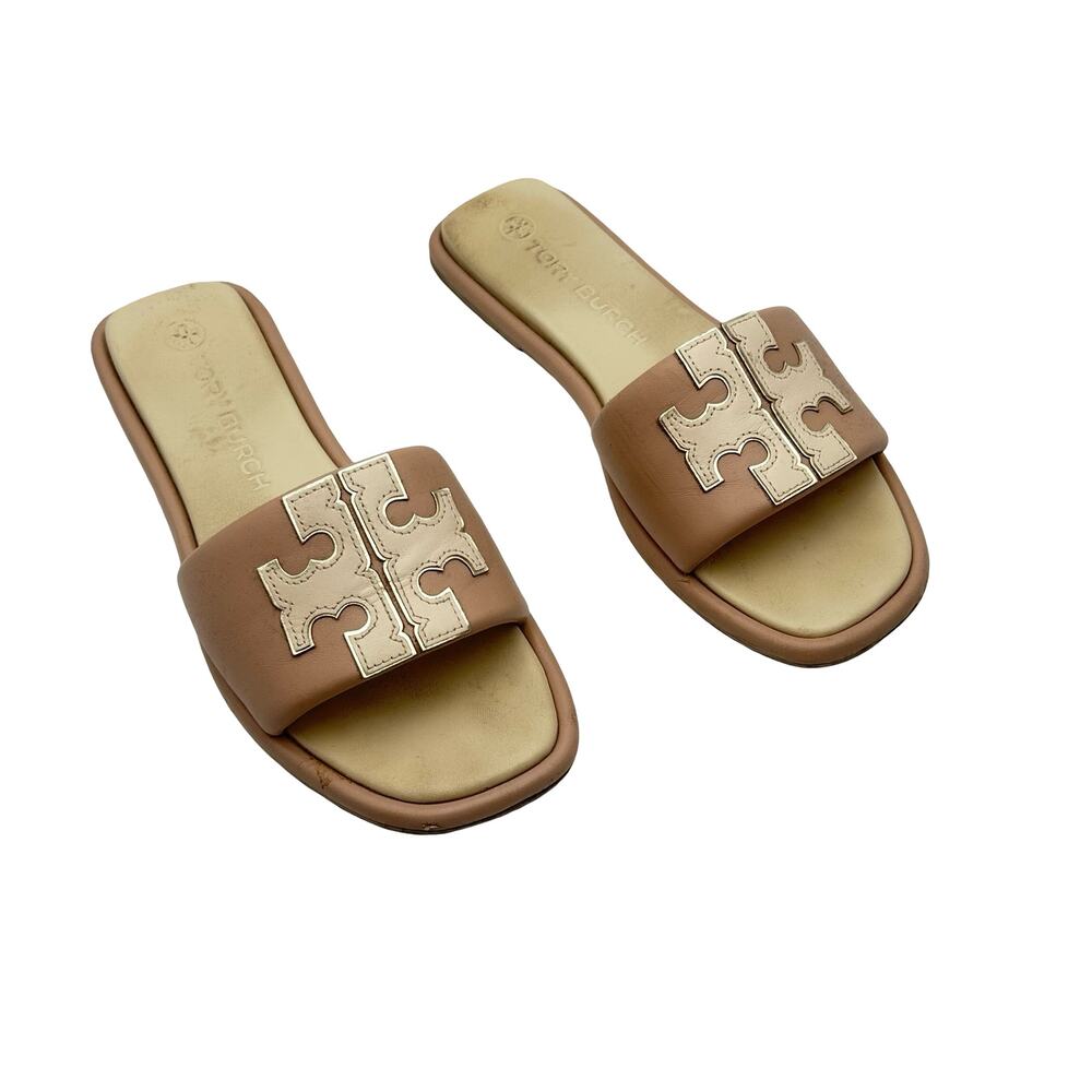 Tory Burch DOUBLET SPORT SLIDE Women's Tan Slide Sandals 10.5 - Picture 10 of 11